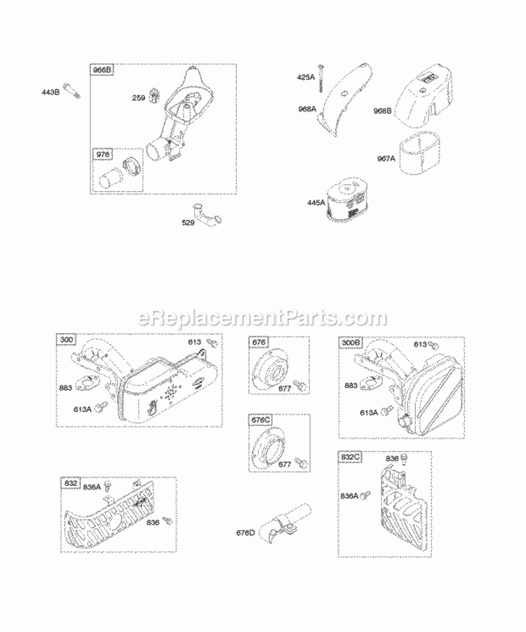 Air Cleaner Exhaust System Diagram and Parts List for 111682-0143-E1  Briggs and Stratton Engine